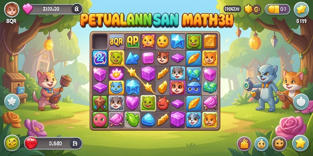 Tangkapan layar gameplay seru 8QR yang penuh warna.