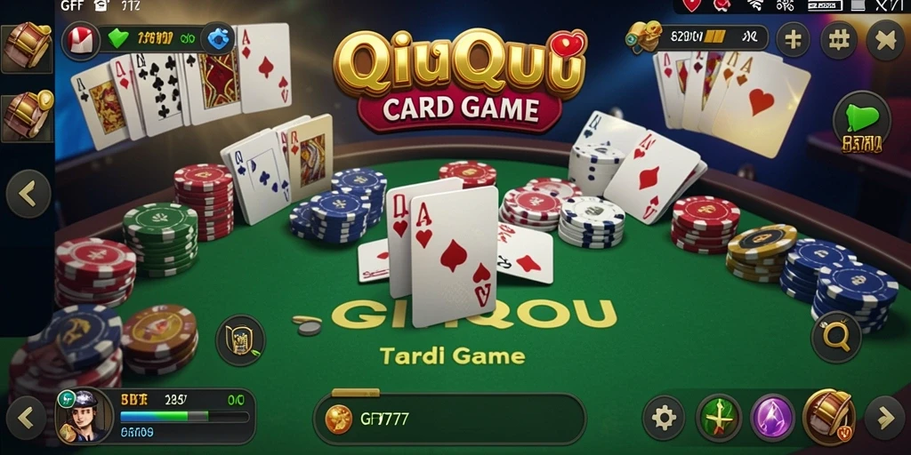 Screenshot utama GF777 menampilkan momen seru bermain QiuQiu.
