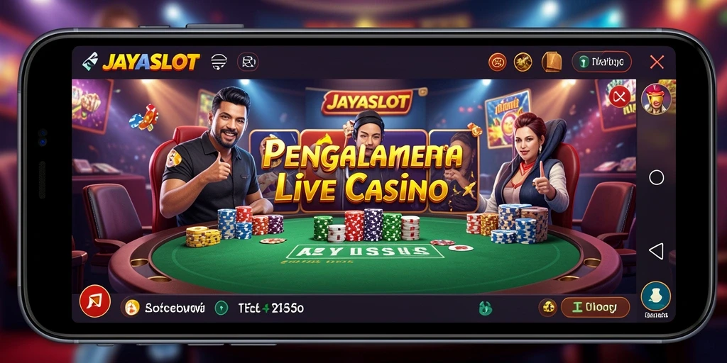 Tampilan gameplay menarik dalam JAYASLOT dengan suasana Live Casino yang nyata.