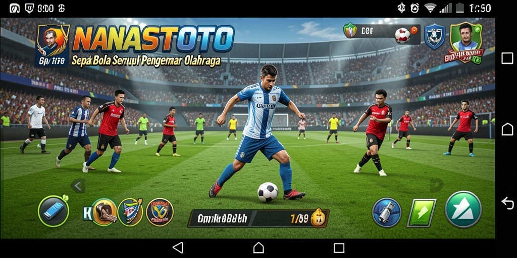 Tampilan gameplay menarik dari NANASTOTO dengan aksi sepak bola yang dinamis.