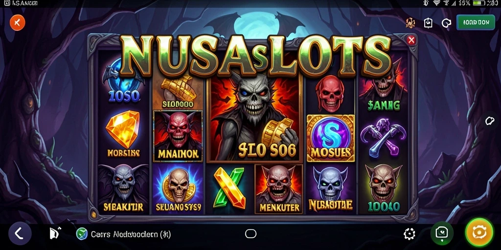 Tampilan gameplay menakutkan dari NUSASLOTS dengan karakter menyeramkan.