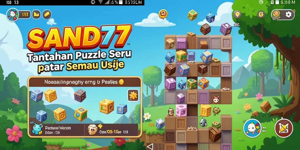 Tampilan gameplay SAND77 menampilkan berbagai level teka-teki menantang.