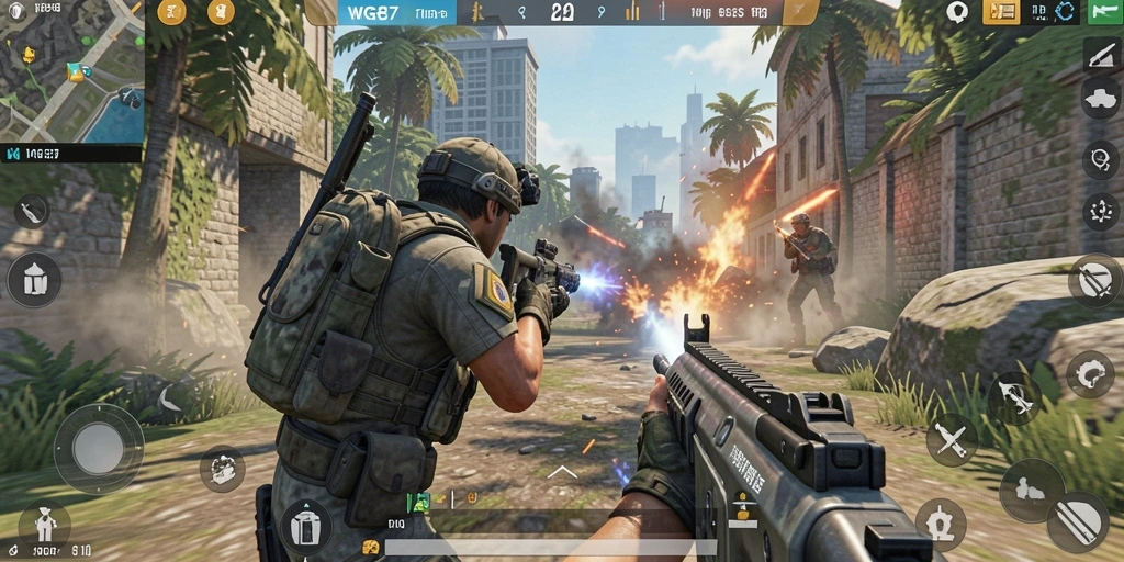Screenshot dari gameplay intens WG87 dengan aksi seru.
